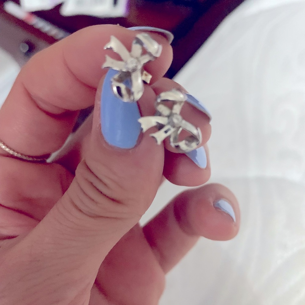 Bow Earrings Silver with cubic zirconium stone